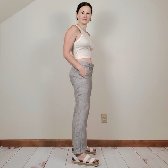 Banana Republic The Martin Fit Pinstriped Linen Trouser Gray 4P - Picture 2 of 13